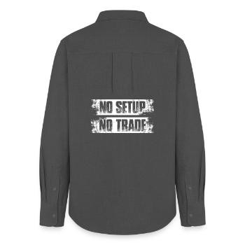 No setup no trade Aktienmarkt Börse Trader - Frauen Oxford Hemd - Anthrazit - Hinten - AI Model Female 172 light (172cm)