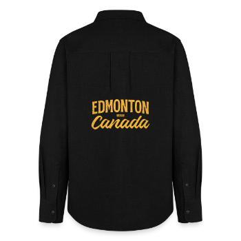Edmonton, Alberta, Canada – Lettrage rétro - Chemise Oxford Femme - noir - Dos - AI Model Female 172 light (172cm)