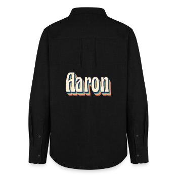 Aaron T-Shirt Retro T-Shirt Vintage Geschenkidee - Frauen Oxford Hemd - Schwarz - Hinten - AI Model Female 172 light (172cm)