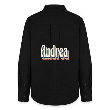 Andrea rétro vintage t-shirt t-shirt idée cadeau - Chemise Oxford Femme - noir - Dos - AI Model Female 172 light (172cm)