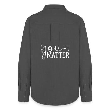 You Matter - Conception motivante - Chemise Oxford Femme - charbon - Dos - AI Model Female 172 light (172cm)