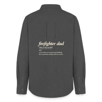 Firefighter Dad Papa Feuerwehr Held Humor - Frauen Oxford Hemd - Anthrazit - Hinten - AI Model Female 172 light (172cm)