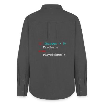 Wenn Hunger mich füttert, sonst spiel mit mir - JavaScript - Frauen Oxford Hemd - Anthrazit - Hinten - AI Model Female 172 light (172cm)