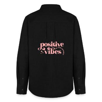 Vibes Positives en Typographie Rose - Chemise Oxford Femme - noir - Dos - AI Model Female 172 light (172cm)