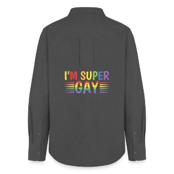 I ́m super gay LGBT - Women's Oxford Shirt - anthracite - Back - AI Model Female 172 light (172cm)