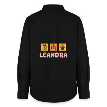 First name Leandra - Women's Oxford Shirt - black - Back - AI Model Female 172 light (172cm)