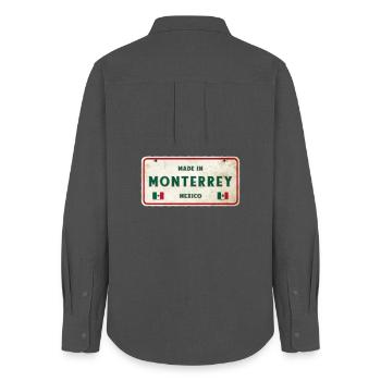 Monterrey Mexiko Vintage Schild Design - Frauen Oxford Hemd - Anthrazit - Hinten - AI Model Female 172 light (172cm)