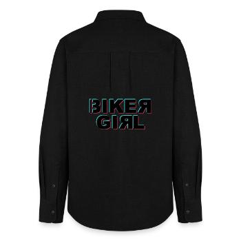 Biker Girl Glitch - Frauen Oxford Hemd - Schwarz - Hinten - AI Model Female 172 light (172cm)