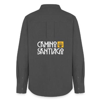 Camino de Santiago | Way of St. James | Art Deco Typo - Women's Oxford Shirt - anthracite - Back - AI Model Female 172 light (172cm)