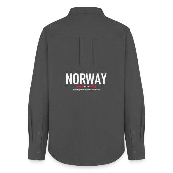 Norway - Norge - Norwegen - Flagge - Skandinavien - Frauen Oxford Hemd - Anthrazit - Hinten - AI Model Female 172 light (172cm)