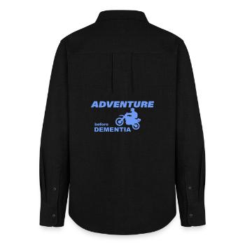 MOTORBIKE ADVENTURE - Frauen Oxford Hemd - Schwarz - Hinten - AI Model Female 172 light (172cm)