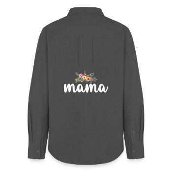 Mama Mutter - Frauen Oxford Hemd - Anthrazit - Hinten - AI Model Female 172 light (172cm)