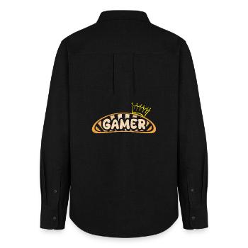 Beruf Gamer - Frauen Oxford Hemd - Schwarz - Hinten - AI Model Female 172 light (172cm)
