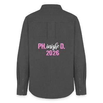 Doktor 2026 Abschluss Philister Dissertation Phd - Frauen Oxford Hemd - Anthrazit - Hinten - AI Model Female 172 light (172cm)