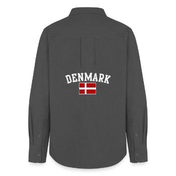 Typographie du drapeau arche du Danemark - Chemise Oxford Femme - charbon - Dos - AI Model Female 172 light (172cm)