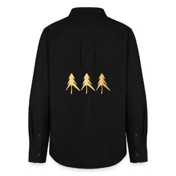 3 Three Fir Trees Forest Gold Christmas Xmas Christmas - Women's Oxford Shirt - black - Back - AI Model Female 172 light (172cm)