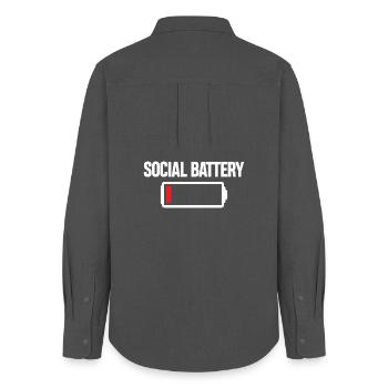 T-shirt Social Battery Icon - Chemise Oxford Femme - charbon - Dos - AI Model Female 172 light (172cm)