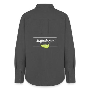 Mojitologue - Chemise Oxford Femme - charbon - Dos - AI Model Female 172 light (172cm)