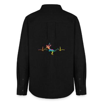 Boulderer Herzschlag Boulder Bouldern - Frauen Oxford Hemd - Schwarz - Hinten - AI Model Female 172 light (172cm)