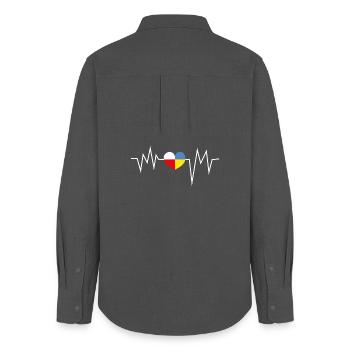 Heartbeat Pologne Ukraine - Chemise Oxford Femme - charbon - Dos - AI Model Female 172 light (172cm)