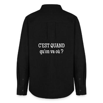 voyage, vacances, voyager, voyageur - Chemise Oxford Femme - noir - Dos - AI Model Female 172 light (172cm)