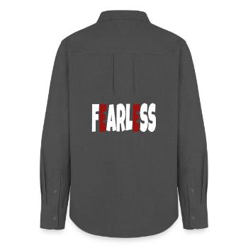 Furchtlos - einfacher Text - Frauen Oxford Hemd - Anthrazit - Hinten - AI Model Female 172 light (172cm)