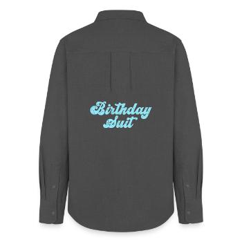 Geburtstag - Frauen Oxford Hemd - Anthrazit - Hinten - AI Model Female 172 light (172cm)