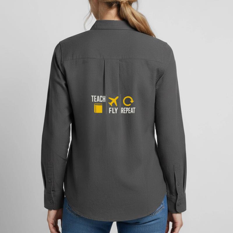 Flight Instructor Cfi Pilot Aviation Instructor Women's Oxford Shirt