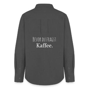 Before you ask coffee - Women's Oxford Shirt - anthracite - Back - AI Model Female 172 light (172cm)
