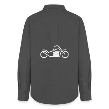 chopper drawing motorcycle motorrad flat design - Frauen Oxford Hemd - Anthrazit - Hinten - AI Model Female 172 light (172cm)