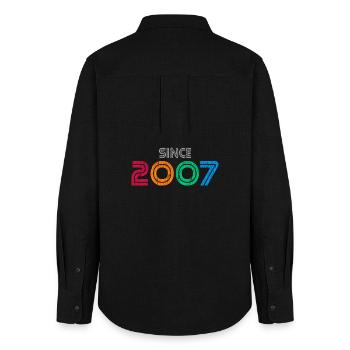Seit 2007 | Vintage-Retro-Farbenes Jahr - Frauen Oxford Hemd - Schwarz - Hinten - AI Model Female 172 light (172cm)