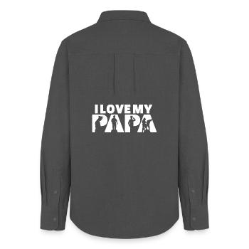 I Love My Papa Police Officer Lawman Silhouette - Women's Oxford Shirt - anthracite - Back - AI Model Female 172 light (172cm)