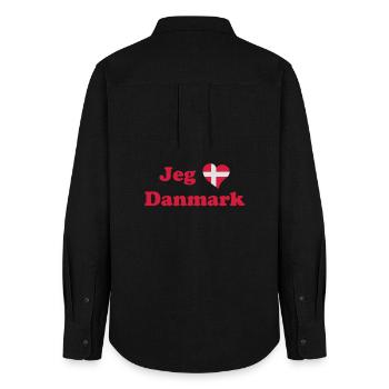 Jeg elsker Danmark - Ich liebe Dänemark - Frauen Oxford Hemd - Schwarz - Hinten - AI Model Female 172 light (172cm)