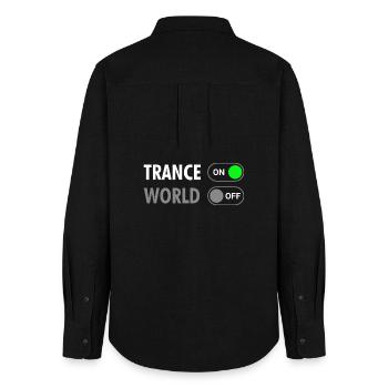 Trance On World Off - Rave Style - Women's Oxford Shirt - black - Back - AI Model Female 172 light (172cm)