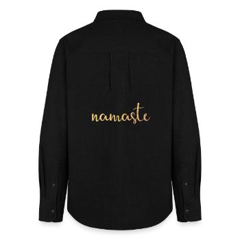 namaste meditate Yoga Yogi Gold Handschrift om - Frauen Oxford Hemd - Schwarz - Hinten - AI Model Female 172 light (172cm)