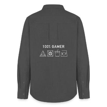100% Gamer (White Version) - Frauen Oxford Hemd - Anthrazit - Hinten - AI Model Female 172 light (172cm)
