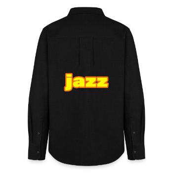 JAZZ - Frauen Oxford Hemd - Schwarz - Hinten - AI Model Female 172 light (172cm)