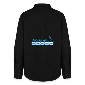 AQUAHOLIC - Frauen Oxford Hemd - Schwarz - Hinten - AI Model Female 172 light (172cm)