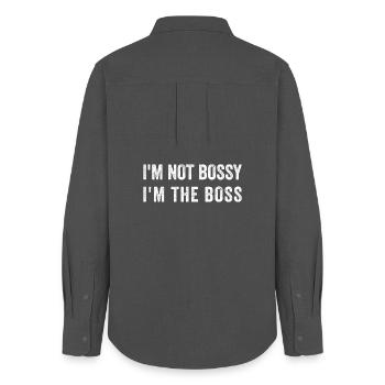 I'M NOT BOSSY I'M THE BOS-S - Women's Oxford Shirt - anthracite - Back - AI Model Female 172 light (172cm)
