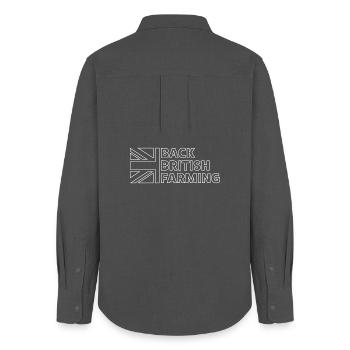 Support British agriculture - Women's Oxford Shirt - anthracite - Back - AI Model Female 172 light (172cm)