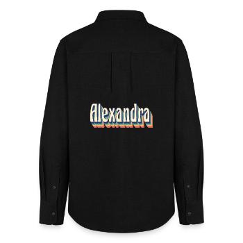 Alexandra t-shirt rétro vintage t-shirt cadeau - Chemise Oxford Femme - noir - Dos - AI Model Female 172 light (172cm)
