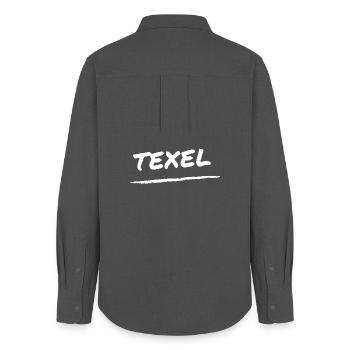 Texel Schriftzug - Frauen Oxford Hemd - Anthrazit - Hinten - AI Model Female 172 light (172cm)