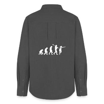 Evolution des Mannes Rugbyspieler-Silhouette - Frauen Oxford Hemd - Anthrazit - Hinten - AI Model Female 172 light (172cm)