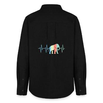 Colorful Colors Elephant Elephant Heartbeat Symbol - Women's Oxford Shirt - black - Back - AI Model Female 172 light (172cm)