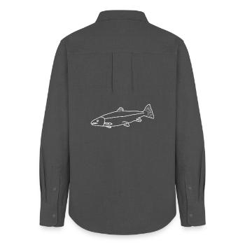 Lachs lineart - Frauen Oxford Hemd - Anthrazit - Hinten - AI Model Female 172 light (172cm)