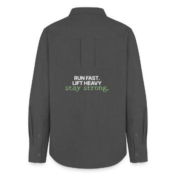 Run fast, lift heavy, stay strong - Women's Oxford Shirt - anthracite - Back - AI Model Female 172 light (172cm)
