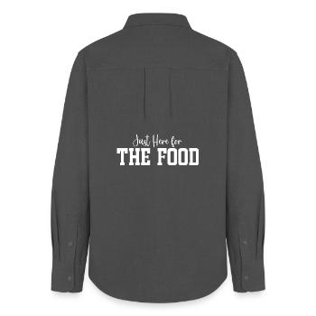 Just Here for The Food - Women's Oxford Shirt - anthracite - Back - AI Model Female 172 light (172cm)