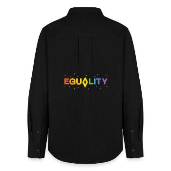 Égalité – Déclaration colorée pour la diversité et le respect - Chemise Oxford Femme - noir - Dos - AI Model Female 172 light (172cm)