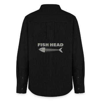 fish head - Women's Oxford Shirt - black - Back - AI Model Female 172 light (172cm)