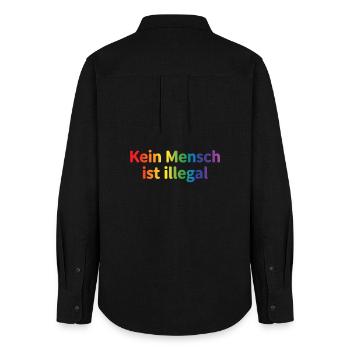 No One Is Illegal Rainbow - Women's Oxford Shirt - black - Back - AI Model Female 172 light (172cm)